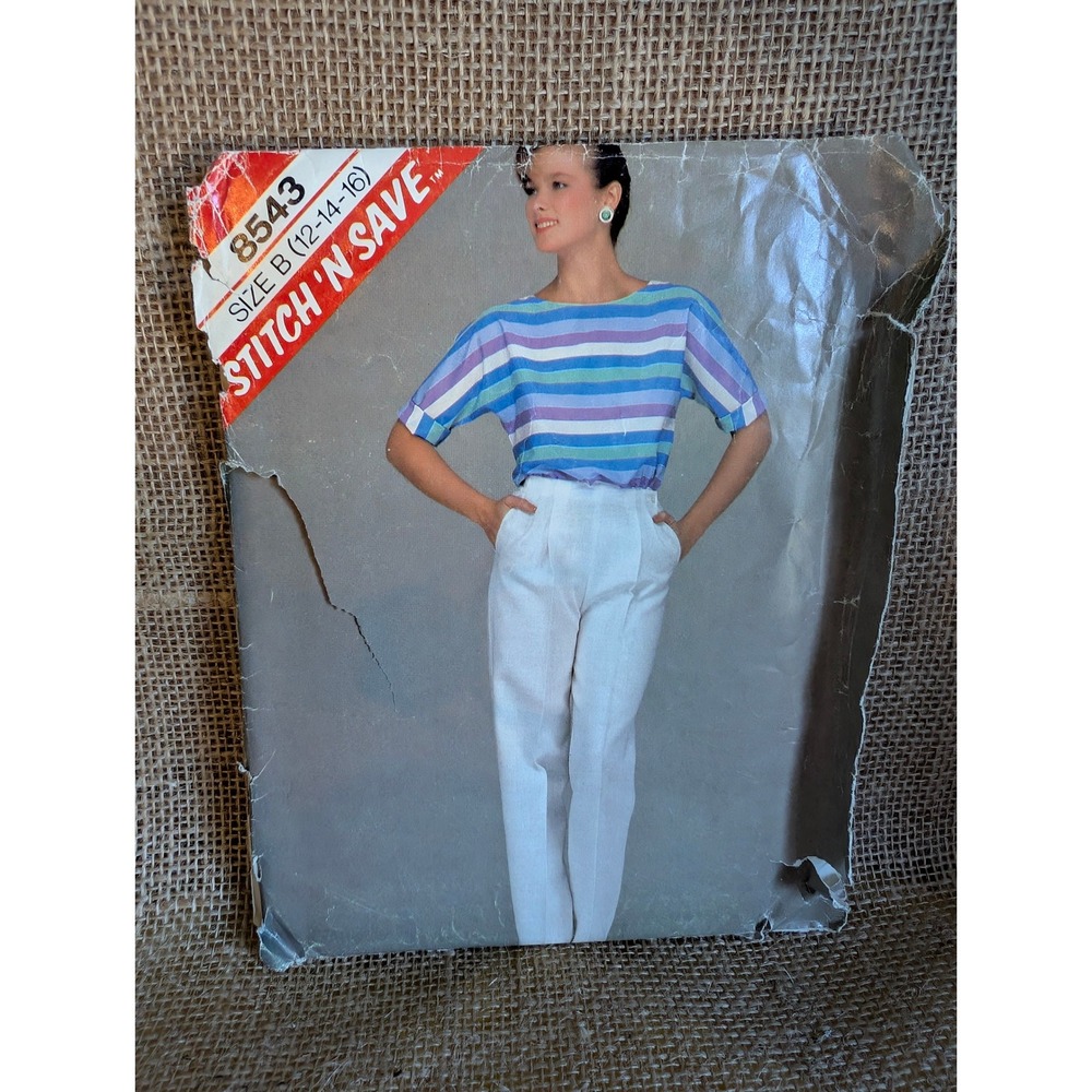 Vtg McCalls 8543 Stitch N Save Misses Top and Pants Sewing Pattern Size 12-16